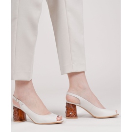 Marco Shoes Sandali in pelle bianchi con tacco 3D 1517P bianco 1
