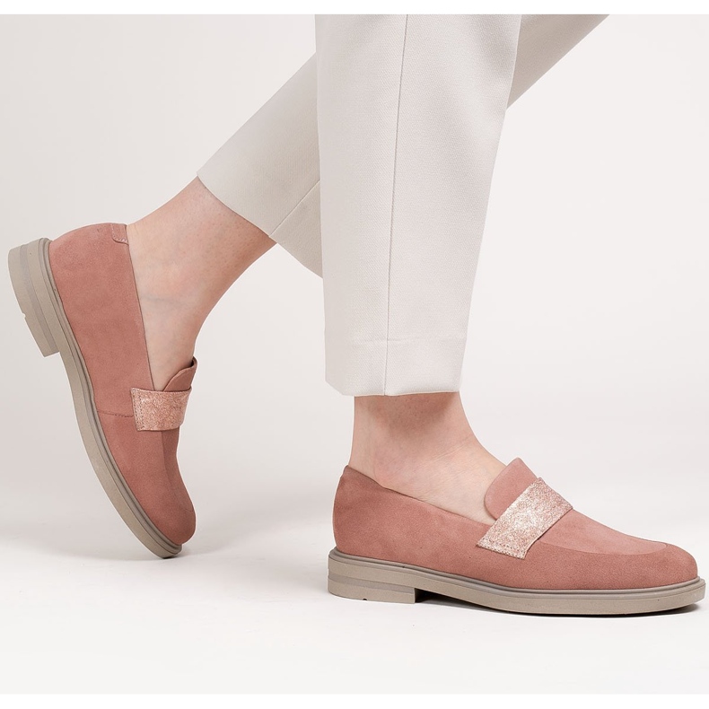 Marco Shoes Scarpe comode 1813P rosa cipria con inserto metallico 2