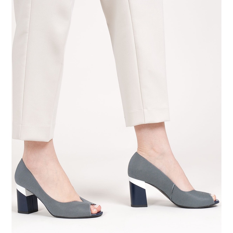 Marco Shoes Décolleté a righe 1636P blu navy 1