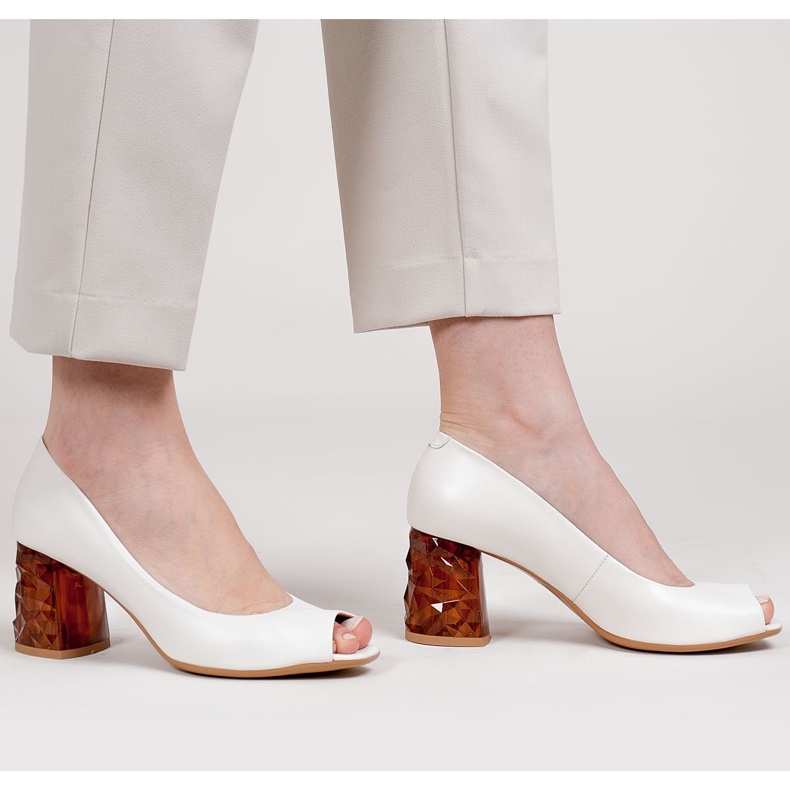 Marco Shoes Décolleté bianche 1519P con tacco 3D ambra bianca 1
