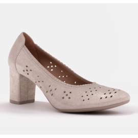 Marco Shoes Décolleté in pelle con perforazione per un piede più ampio beige 1