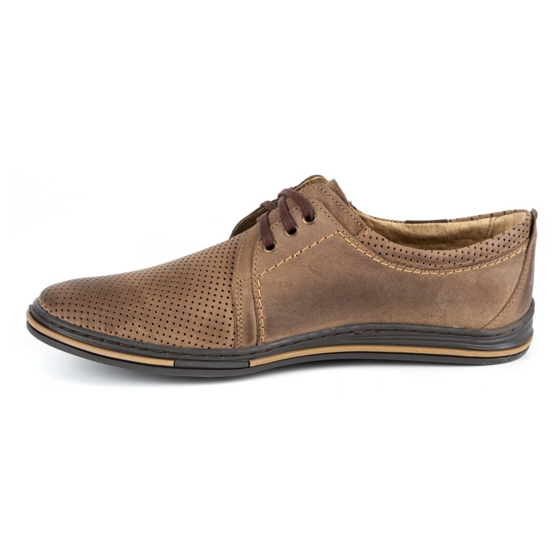 Polbut Scarpe da uomo in pelle 343, traforate, marrone 1