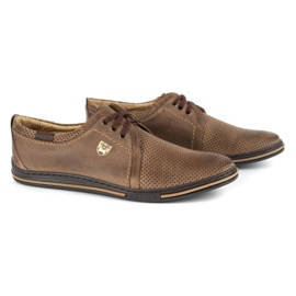 Polbut Scarpe da uomo in pelle 343, traforate, marrone 2