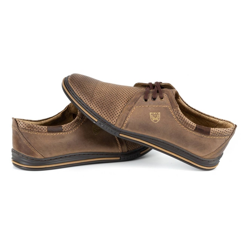 Polbut Scarpe da uomo in pelle 343, traforate, marrone 4