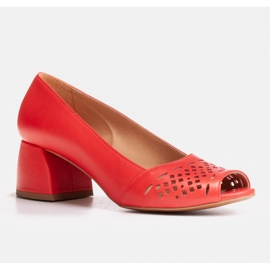 Marco Shoes Décolleté rosse con frontale traforato rosso 1