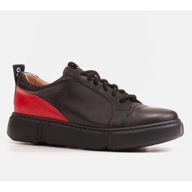Marco Shoes Sneakers in pelle nera con inserto sul tallone nero 1