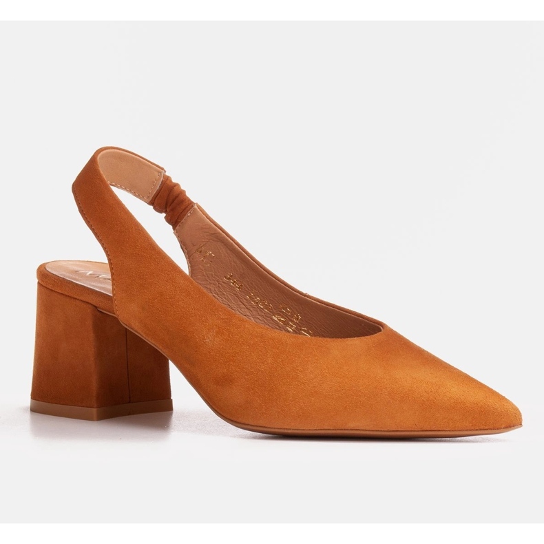 Marco Shoes Décolleté marroni con tacco in velluto naturale marrone 2