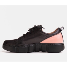Marco Shoes Sneakers in pelle con inserto rosa nero 1