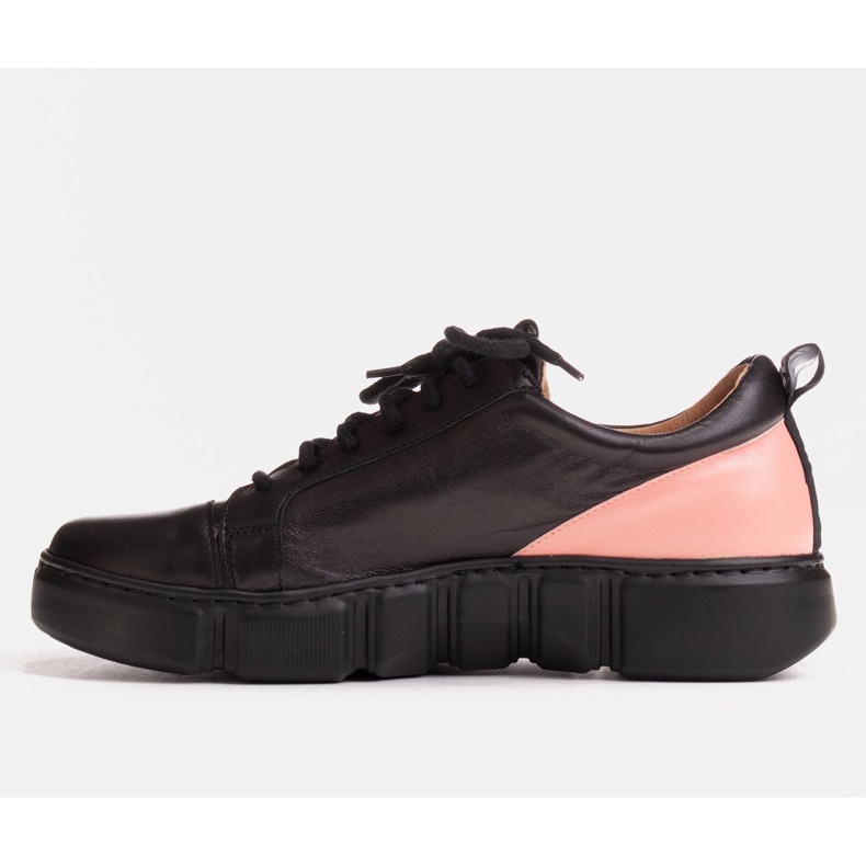 Marco Shoes Sneakers in pelle con inserto rosa nero 1