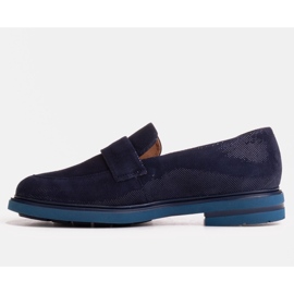 Marco Shoes Mocassini blu navy con decorazione in velour 1