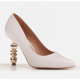 Marco Shoes Tacchi in pelle bianca con pietre 1