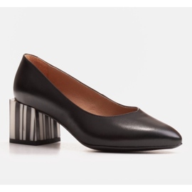 Marco Shoes Décolleté in pelle nera con tacco zebrato nero 1