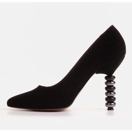 Marco Shoes Tacco in camoscio nero con pietre 1