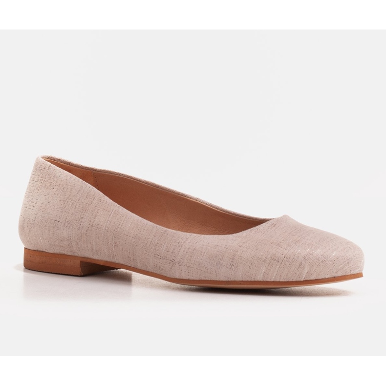Marco Shoes Ballerine in pelle beige con accento metallico 1