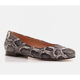 Marco Shoes Ballerine grigie e nere con motivo serpente grigio 1