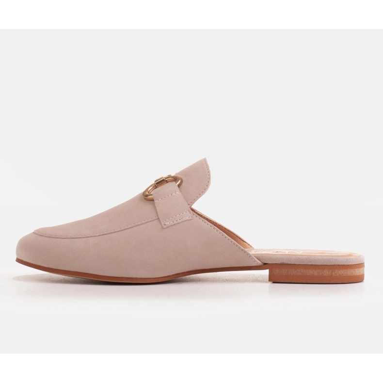 Marco Shoes Pantofole da donna in camoscio con ornamento beige 2
