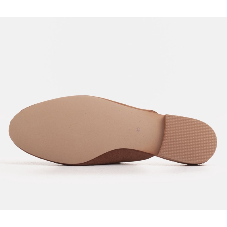 Marco Shoes Pantofole da donna in camoscio con ornamento marrone 1