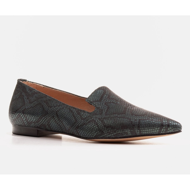 Marco Shoes Ballerine signorili in pelle di serpente, verde bottiglia 1