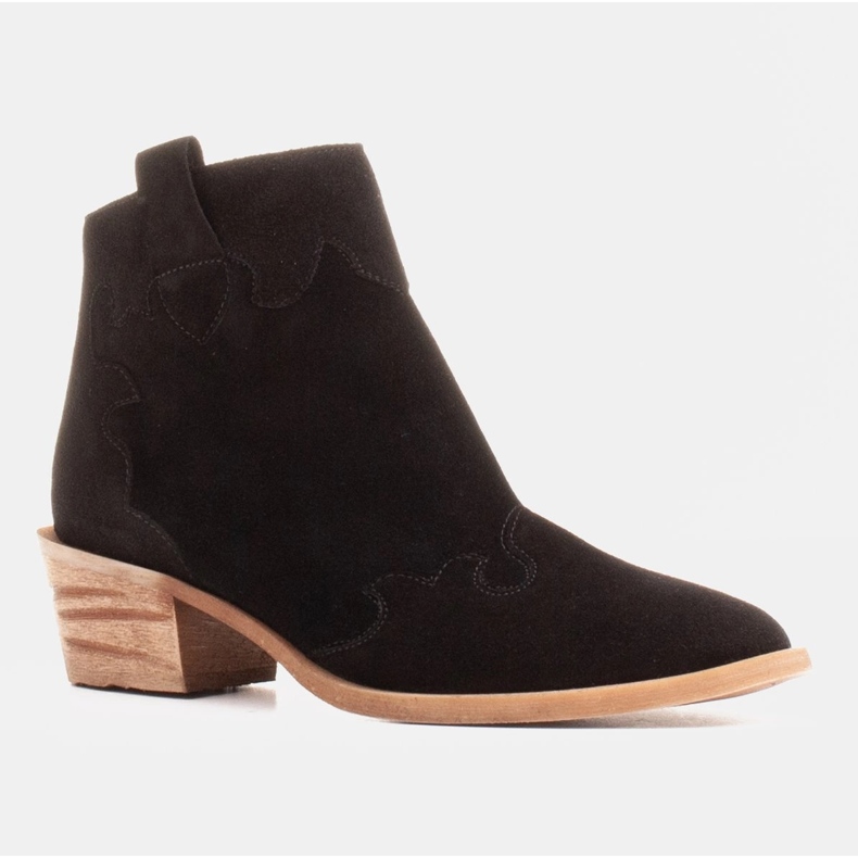 Marco Shoes Eleganti stivaletti in pelle con tacco basso nero 2