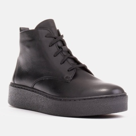 Marco Shoes Stivali bassi stringati realizzati in morbida pelle nero 1