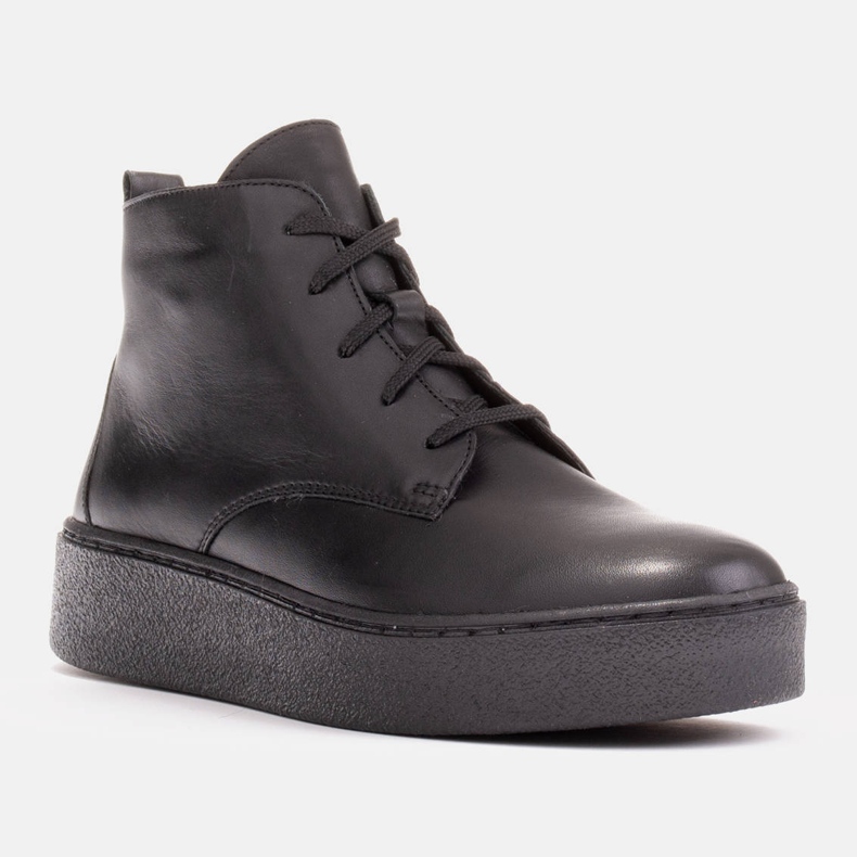 Marco Shoes Stivali bassi stringati realizzati in morbida pelle nero 1