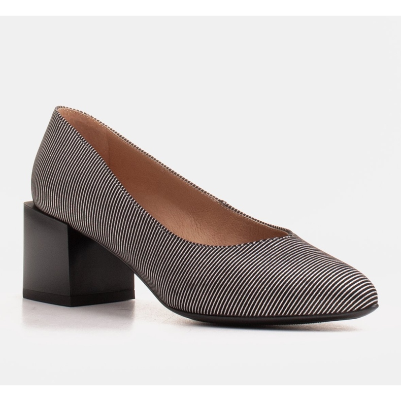 Marco Shoes Décolleté da donna in morbida pelle naturale con righe argento nero 1