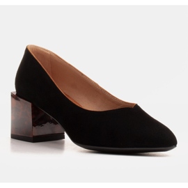 Marco Shoes Décolleté da donna in camoscio naturale con tacco ambra nero 1