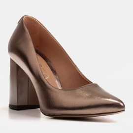 Marco Shoes Décolleté marroni da donna in pelle metallizzata naturale marrone 1