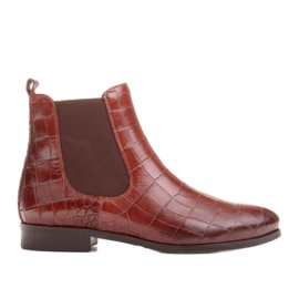 Marco Shoes Stivaletti bassi in pelle con gomma elastica nella tomaia marrone 1