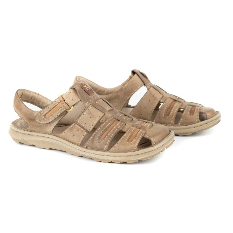 Olivier Sandali estivi da uomo in pelle 230MA beige 2