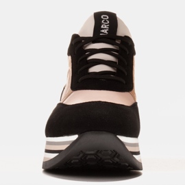 Marco Shoes Sneakers leggere su una suola spessa in pelle naturale nero rosa 1
