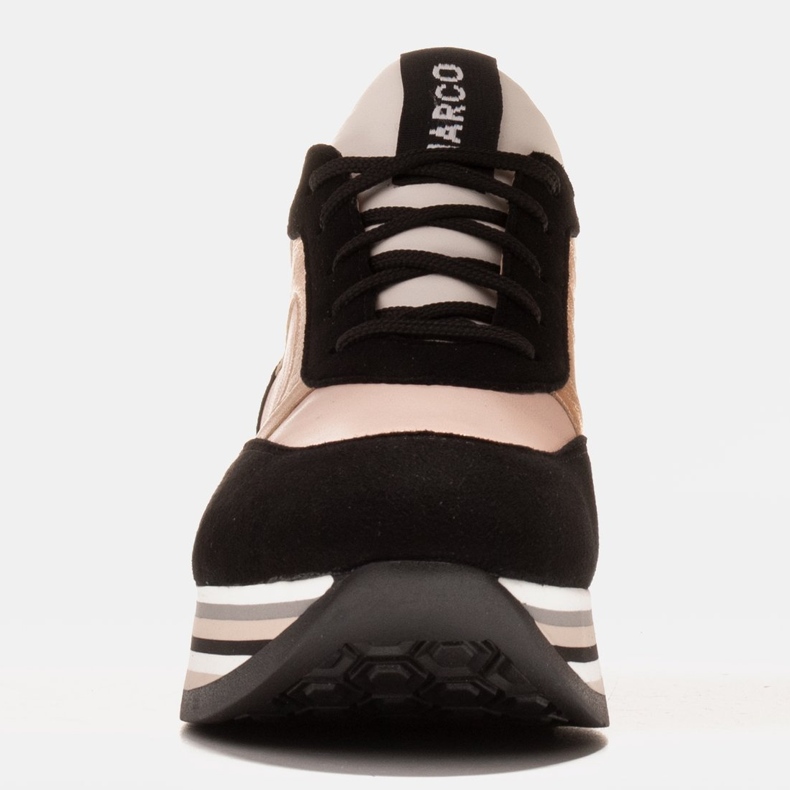 Marco Shoes Sneakers leggere su una suola spessa in pelle naturale nero rosa 1