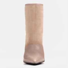 Marco Shoes Stivali da donna con tacco alto in una combinazione di pelle e camoscio beige 1
