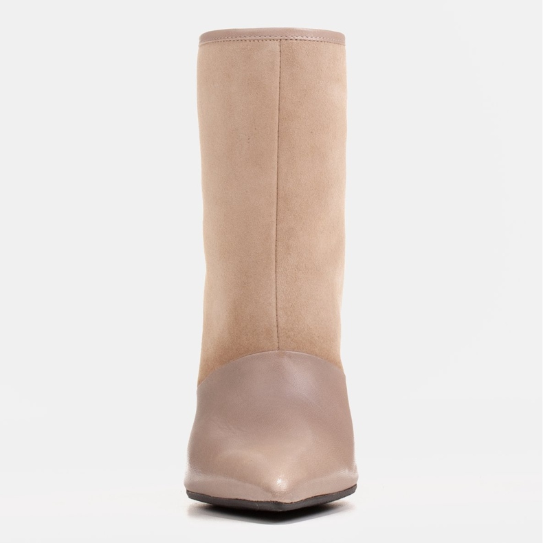 Marco Shoes Stivali da donna con tacco alto in una combinazione di pelle e camoscio beige 1