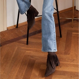 Marco Shoes Stivali originali in camoscio con frange decorative marrone 2