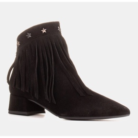 Marco Shoes Stivali originali in camoscio con frange decorative nero 1