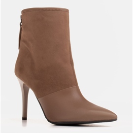 Marco Shoes Stivali da donna con tacco alto in una combinazione di pelle e camoscio beige 1
