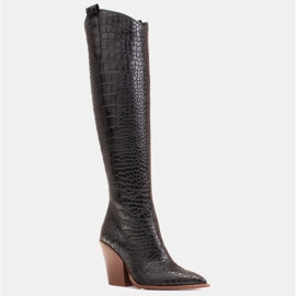Marco Shoes Stivali alti da donna stivali da cowboy, fantasia cocco nero 1