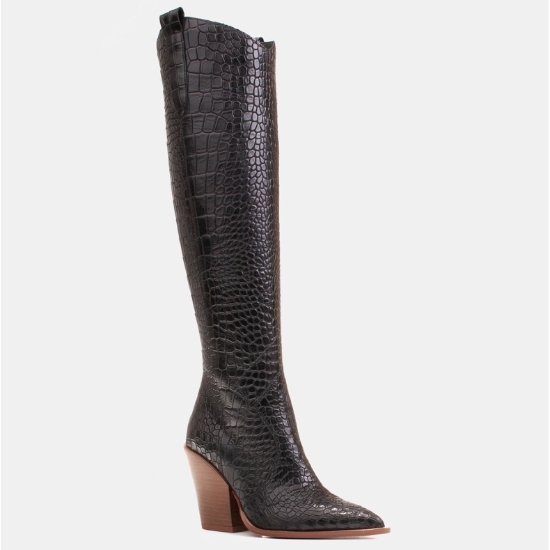 Marco Shoes Stivali alti da donna stivali da cowboy, fantasia cocco nero 1