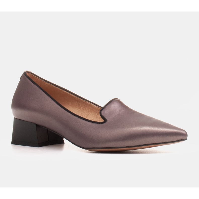 Marco Shoes Décolleté da donna con pelle interessante su un tacco basso marrone 1