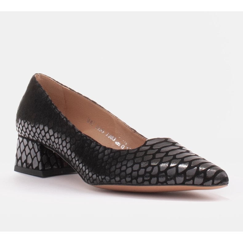 Marco Shoes Décolleté da donna con pelle interessante su un tacco basso nero 1