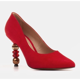 Marco Shoes Tacchi in camoscio rosso con pietre 1