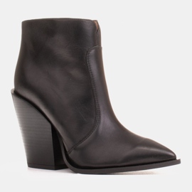 Marco Shoes Stivali da cowboy da donna in pelle naturale nero 1