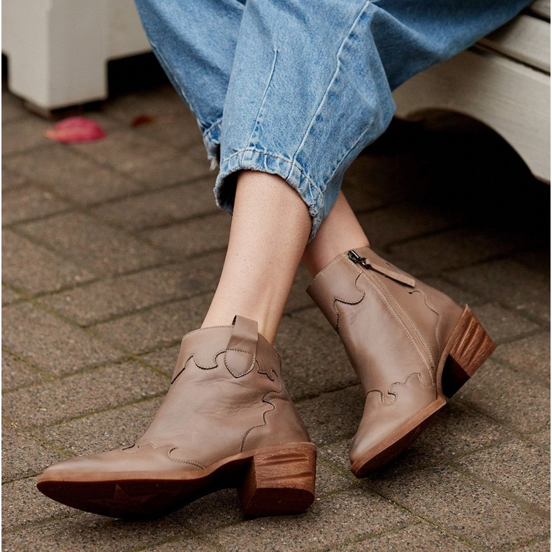 Marco Shoes Stivali beige in pelle a grana naturale senza isolamento 1