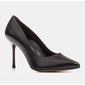 Marco Shoes Stiletto nero in morbida pelle fiore con tacco alto 1
