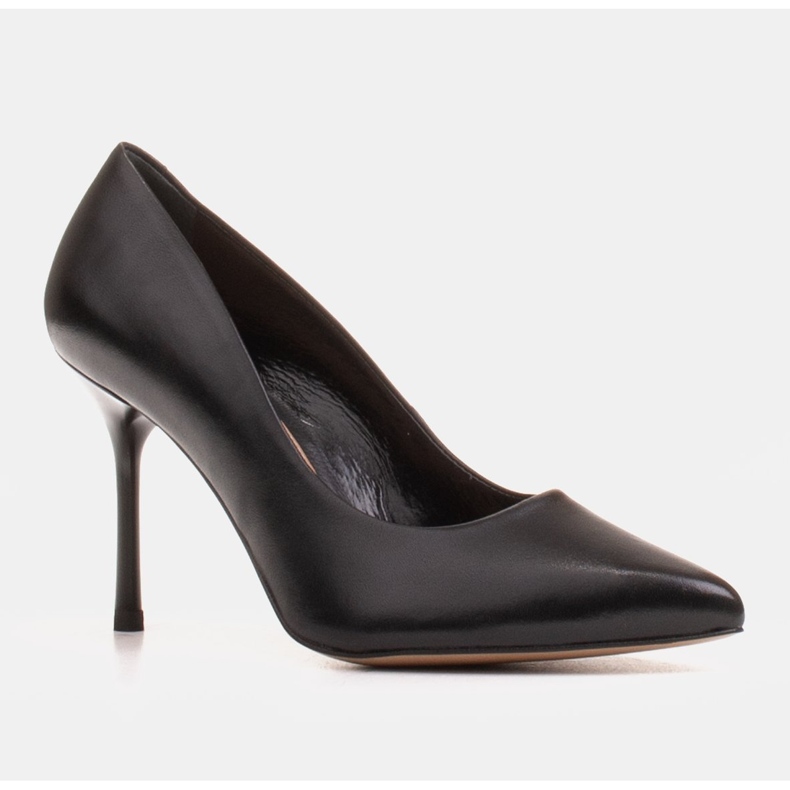 Marco Shoes Stiletto nero in morbida pelle fiore con tacco alto 1