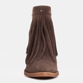 Marco Shoes Stivali texani marroni in camoscio naturale con frange marrone 1