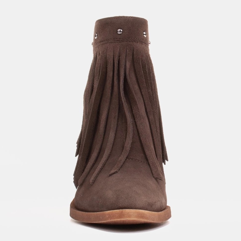 Marco Shoes Stivali texani marroni in camoscio naturale con frange marrone 1