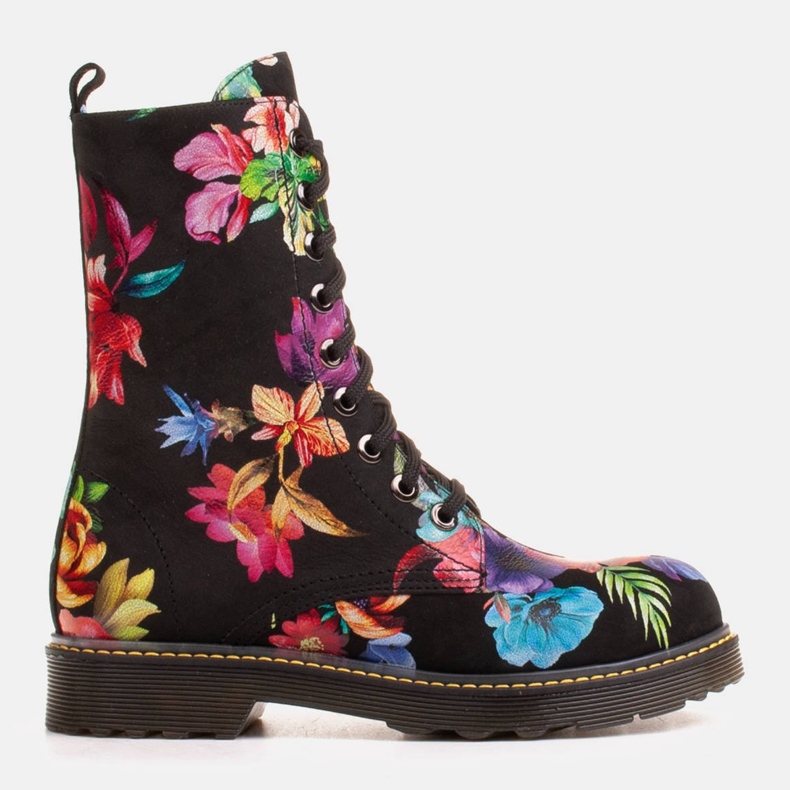 Marco Shoes Stivaletti alti, stivali in pelle nabuk con stampa floreale nero multicolore 1