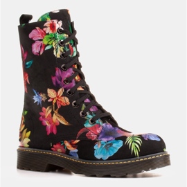 Marco Shoes Stivaletti alti, stivali in pelle nabuk con stampa floreale nero multicolore 2